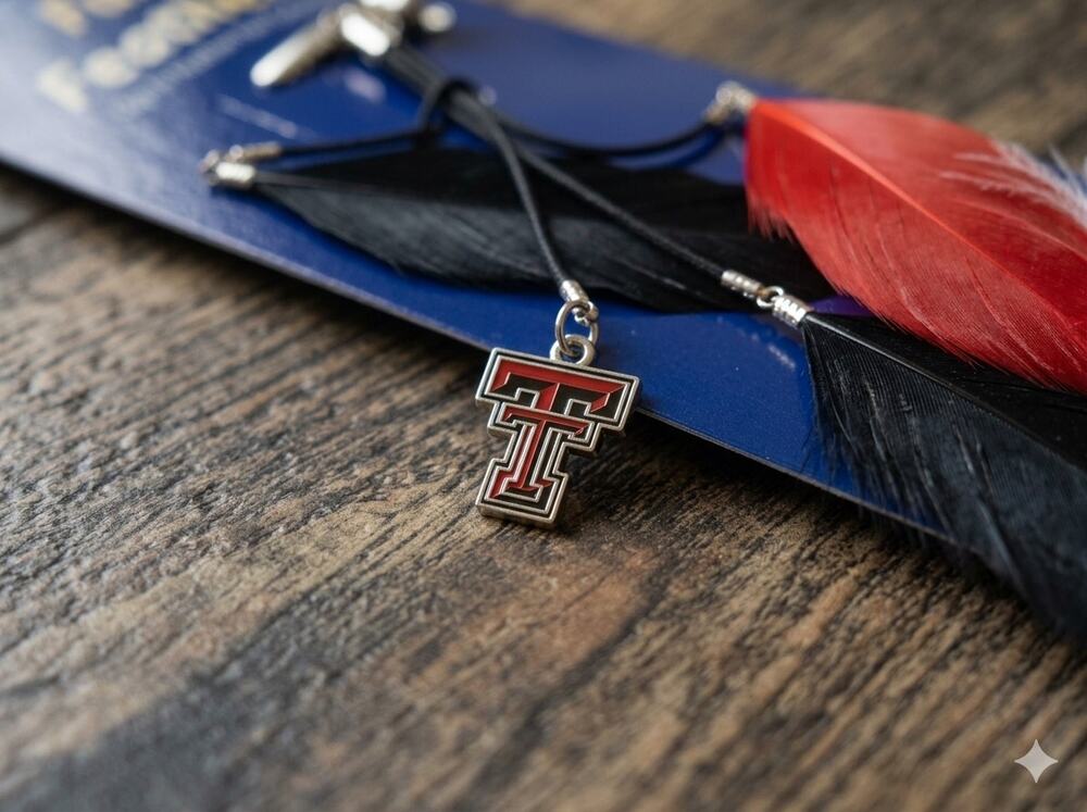 Texas Tech Fan Feathers Hair Clip & Detachable License Plate Hatpin Set NCAA